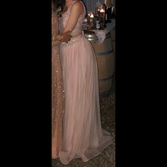 Baby pink 2 piece grad dress/lengha/formal wear sz S - Picture 2 of 5